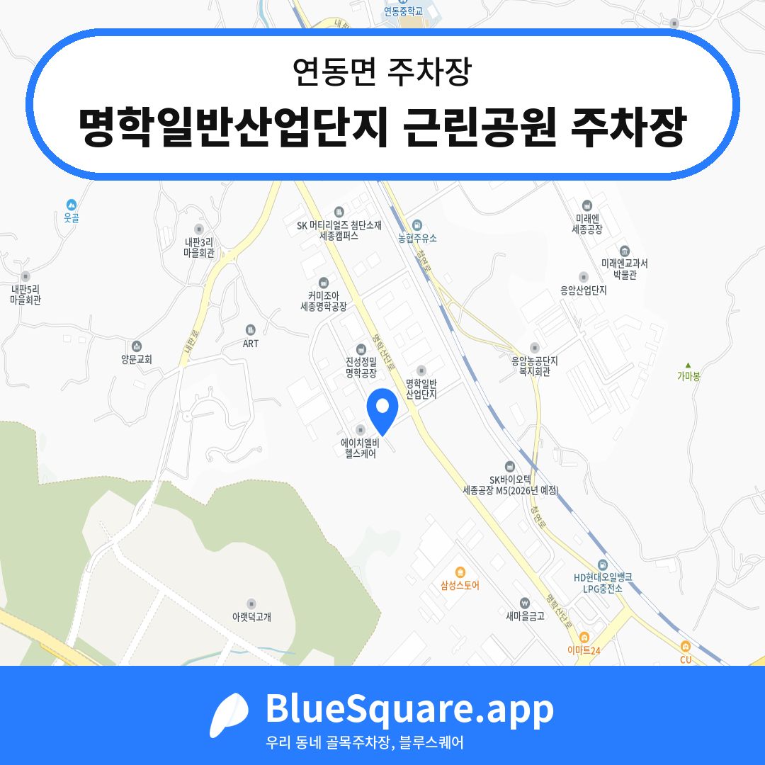 명학일반산업단지 근린공원 주차장 위치 지도 — 세종 연동면 | 블루스퀘어 주차