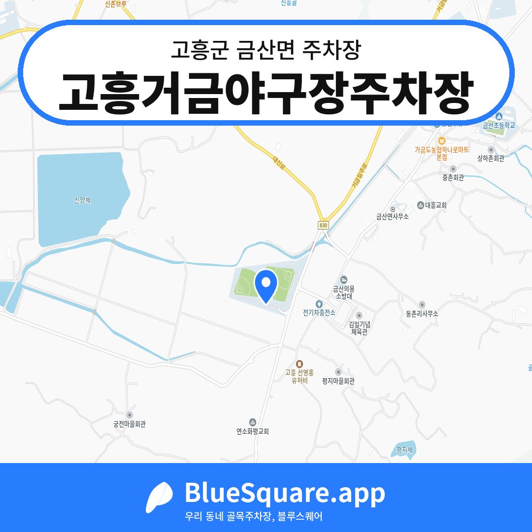 고흥거금야구장주차장 위치 지도 — 전남 고흥군 금산면 | 블루스퀘어 주차