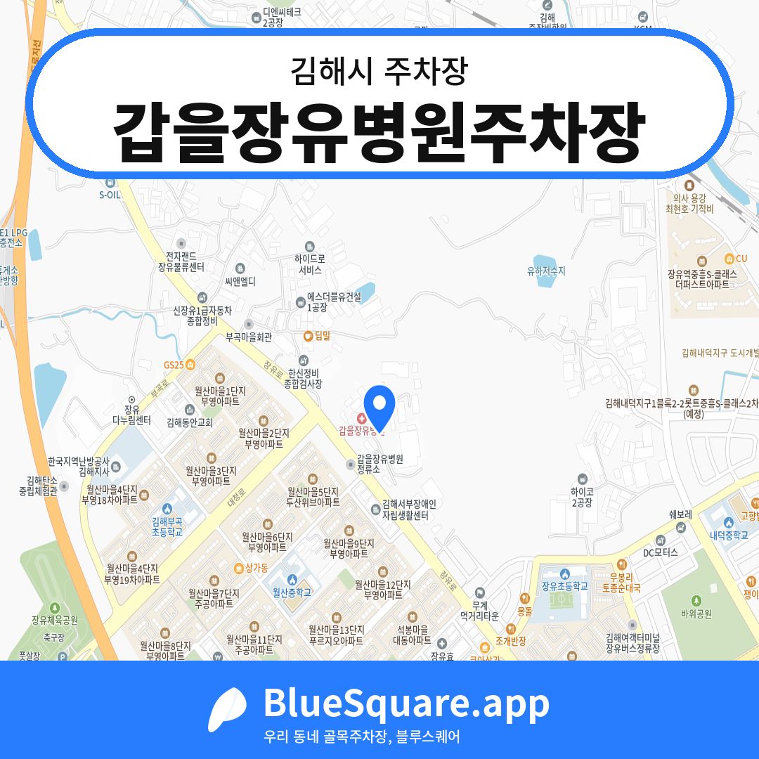 갑을장유병원주차장 위치 지도 — 경남 김해시 | 블루스퀘어 주차