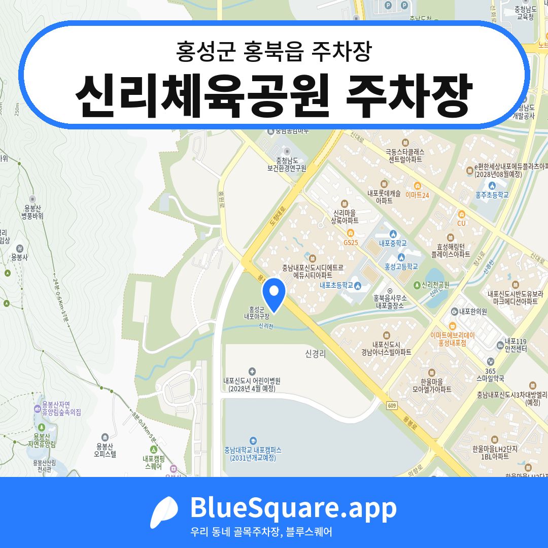 신리체육공원 주차장 위치 지도 — 충남 홍성군 홍북읍 | 블루스퀘어 주차