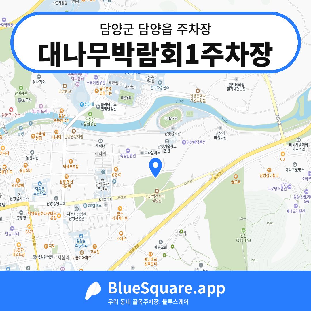 대나무박람회1주차장 위치 지도 — 전남 담양군 담양읍 | 블루스퀘어 주차