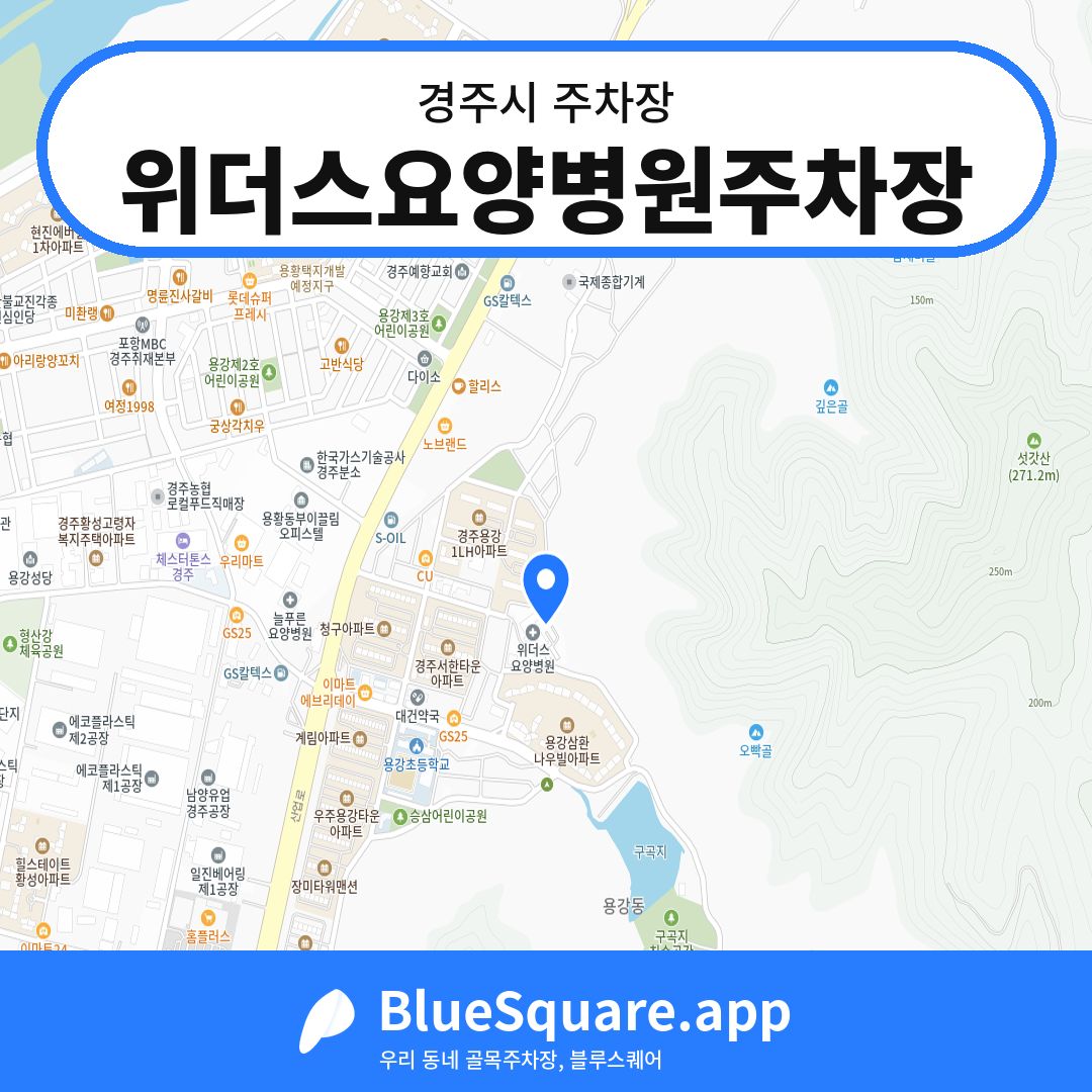 위더스요양병원주차장 위치 지도 — 경북 경주시 | 블루스퀘어 주차
