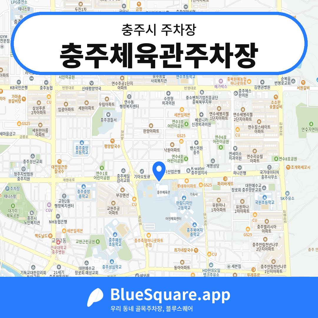 충주체육관주차장 위치 지도 — 충북 충주시 | 블루스퀘어 주차