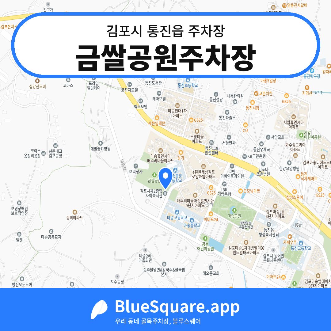 금쌀공원주차장 위치 지도 — 경기 김포시 통진읍 | 블루스퀘어 주차