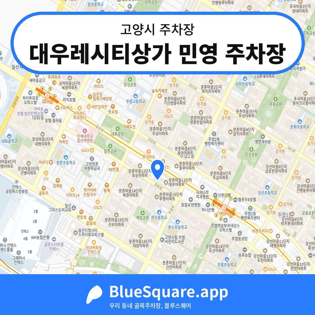 대우레시티상가 민영 주차장 위치 지도 — 경기 고양시 | 블루스퀘어 주차