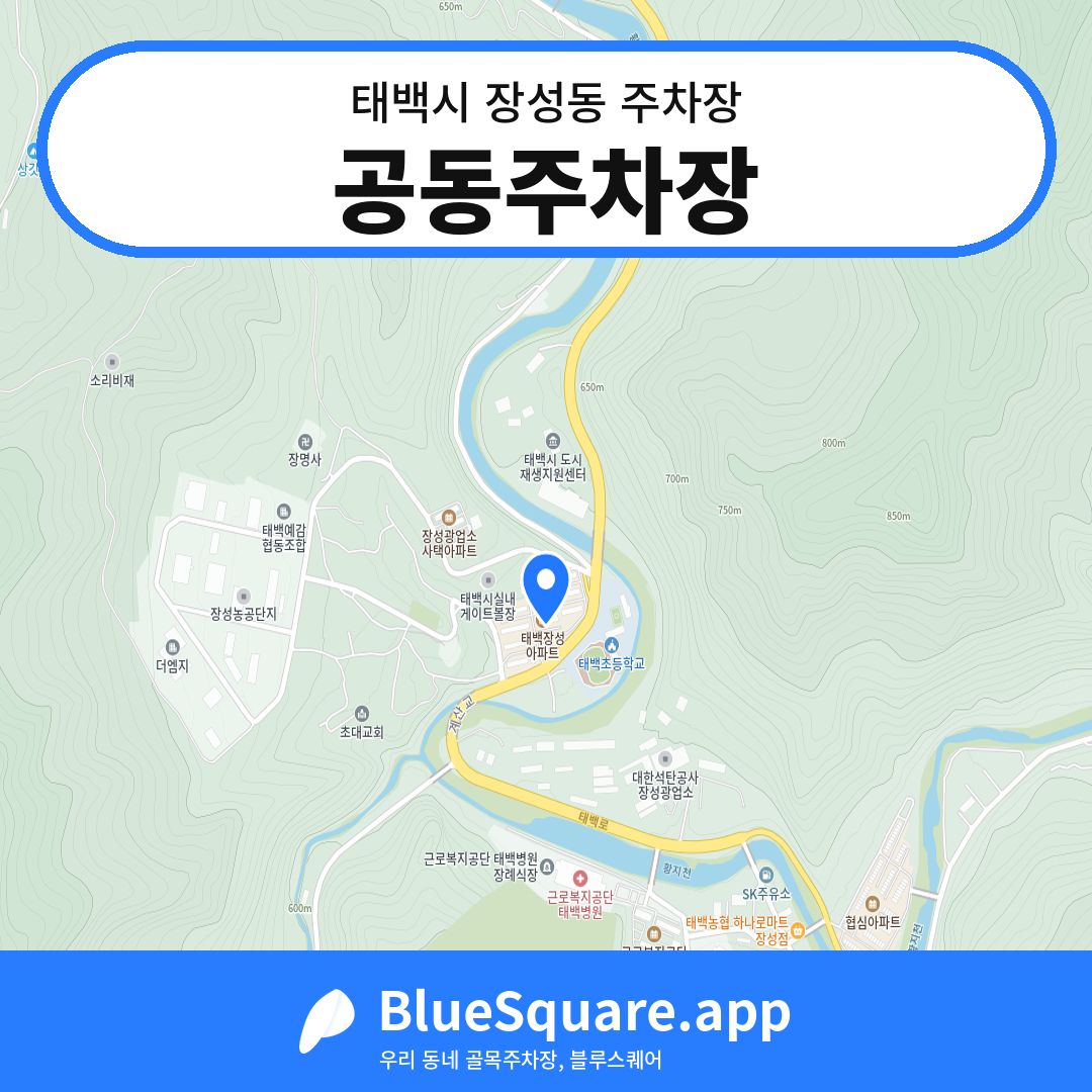 공동주차장 위치 지도 — 강원 태백시 장성동 | 블루스퀘어 주차