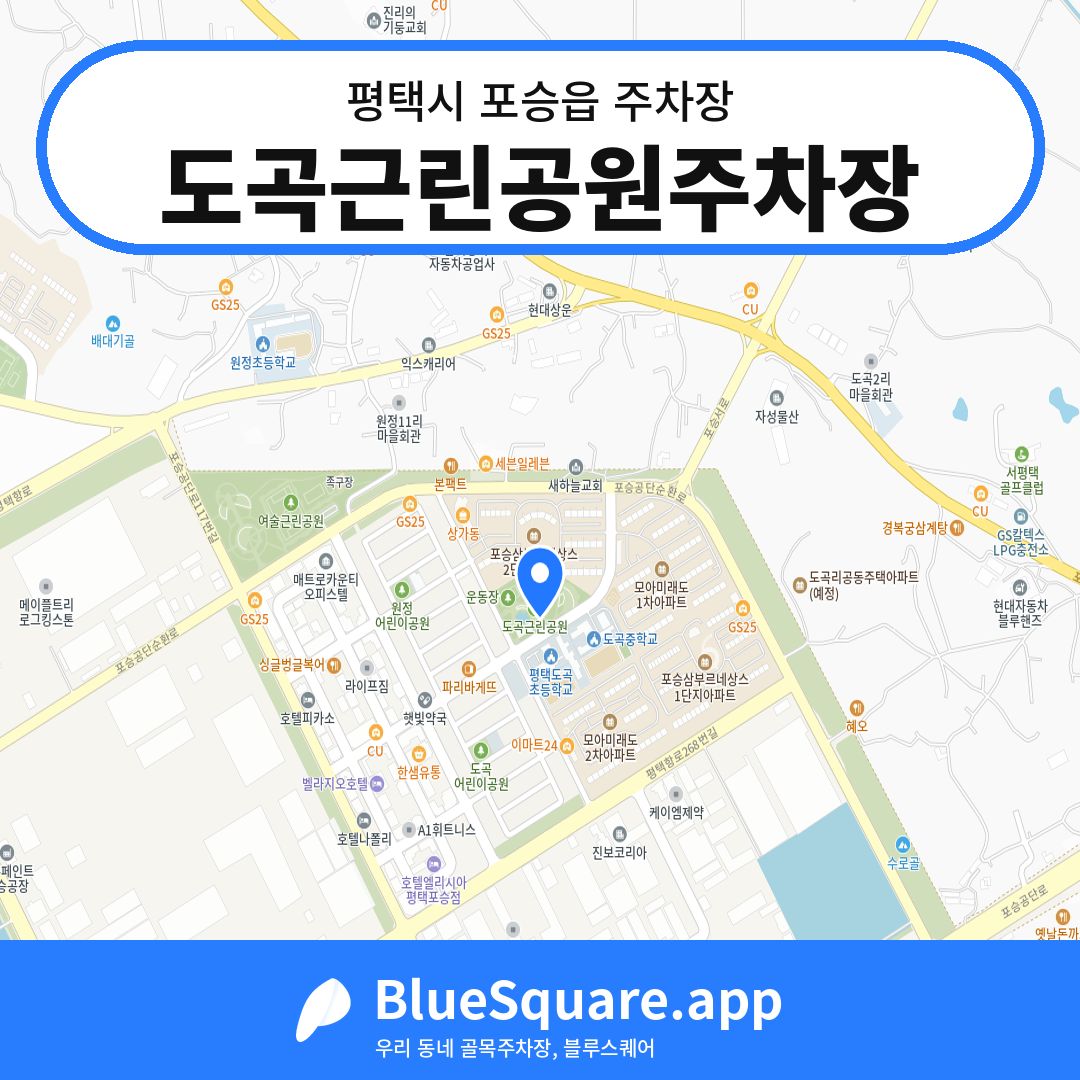 도곡근린공원주차장 위치 지도 — 경기 평택시 포승읍 | 블루스퀘어 주차