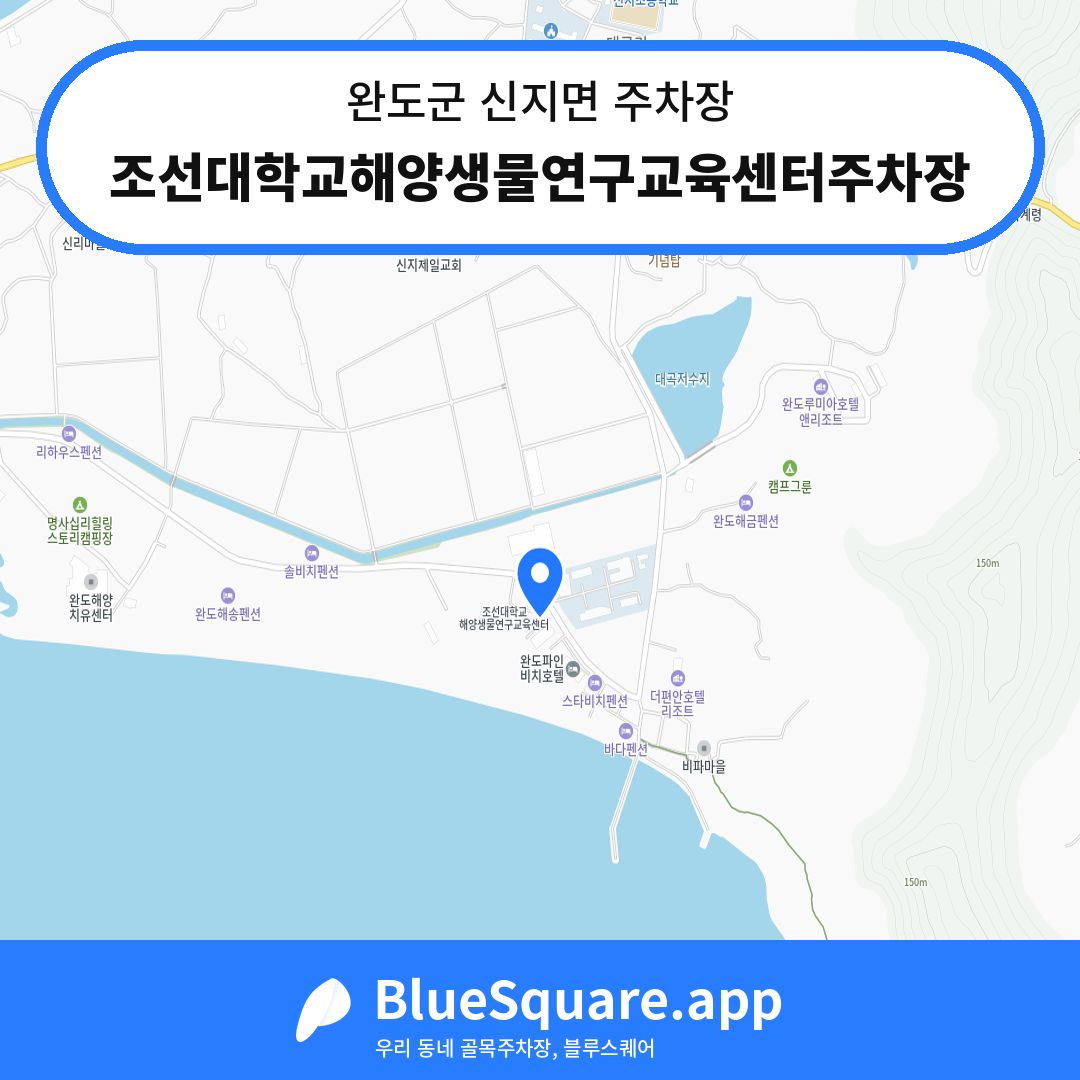 조선대학교해양생물연구교육센터주차장 위치 지도 — 전남 완도군 신지면 | 블루스퀘어 주차