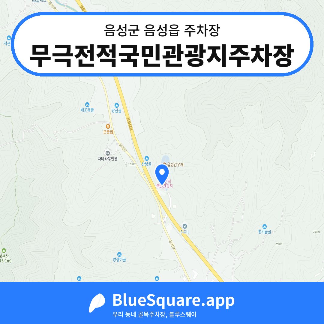 무극전적국민관광지주차장 위치 지도 — 충북 음성군 음성읍 | 블루스퀘어 주차