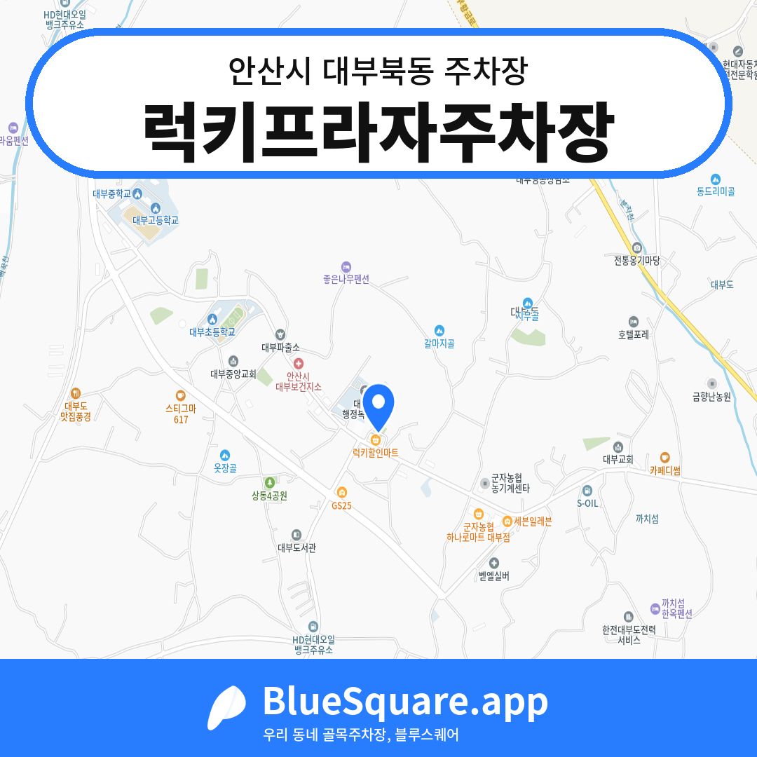 럭키프라자주차장 위치 지도 — 경기 안산시 대부북동 | 블루스퀘어 주차