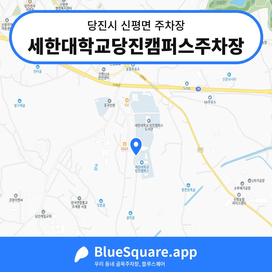 세한대학교당진캠퍼스주차장 위치 지도 — 충남 당진시 신평면 | 블루스퀘어 주차