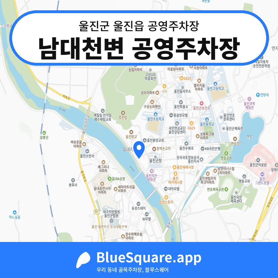 남대천변 공영주차장 위치 지도 — 경북 울진군 울진읍 | 블루스퀘어 주차