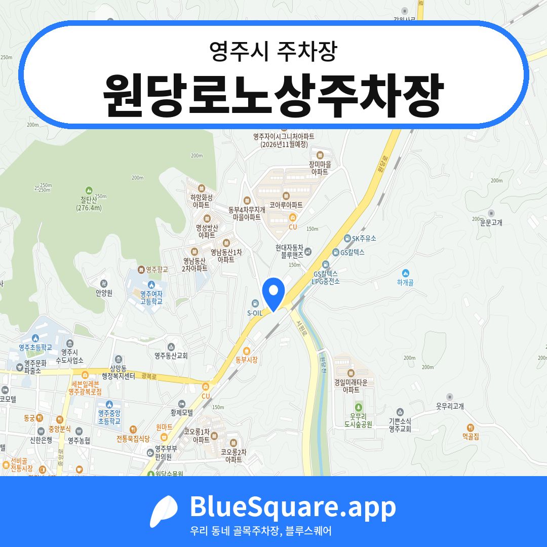 원당로노상주차장 위치 지도 — 경북 영주시 | 블루스퀘어 주차