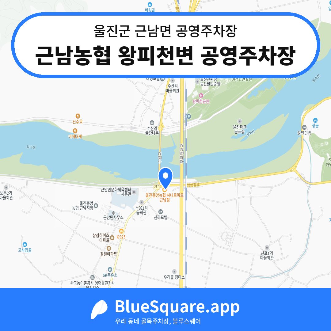 근남농협 왕피천변 공영주차장 위치 지도 — 경북 울진군 근남면 | 블루스퀘어 주차