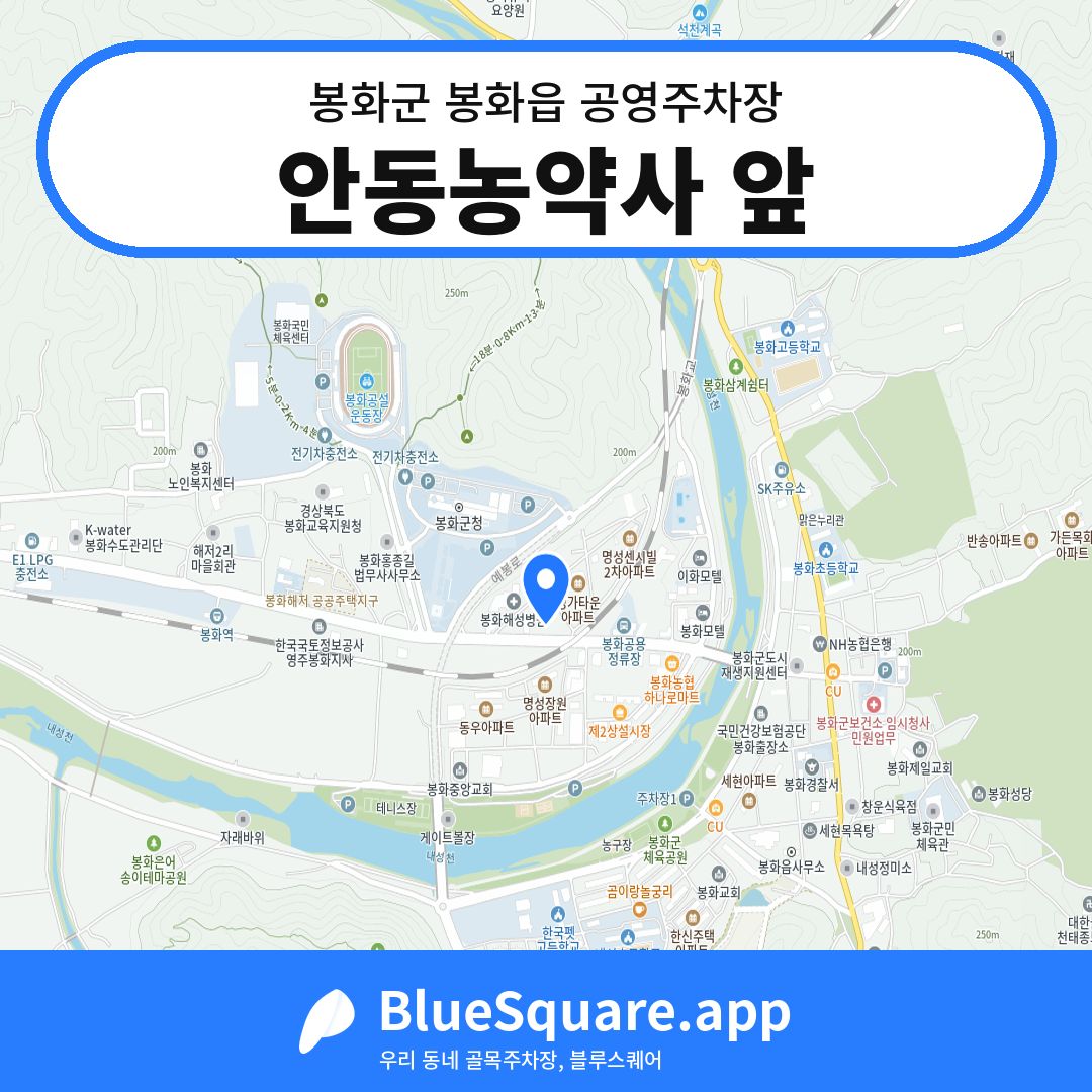 안동농약사 앞 위치 지도 — 경북 봉화군 봉화읍 | 블루스퀘어 주차