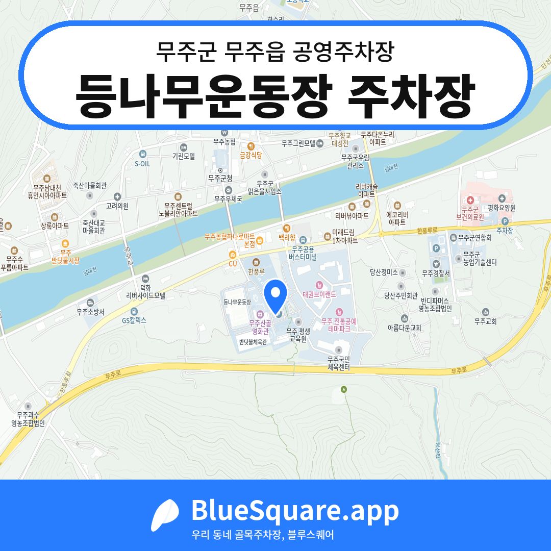 등나무운동장 주차장 위치 지도 — 전북 무주군 무주읍 | 블루스퀘어 주차