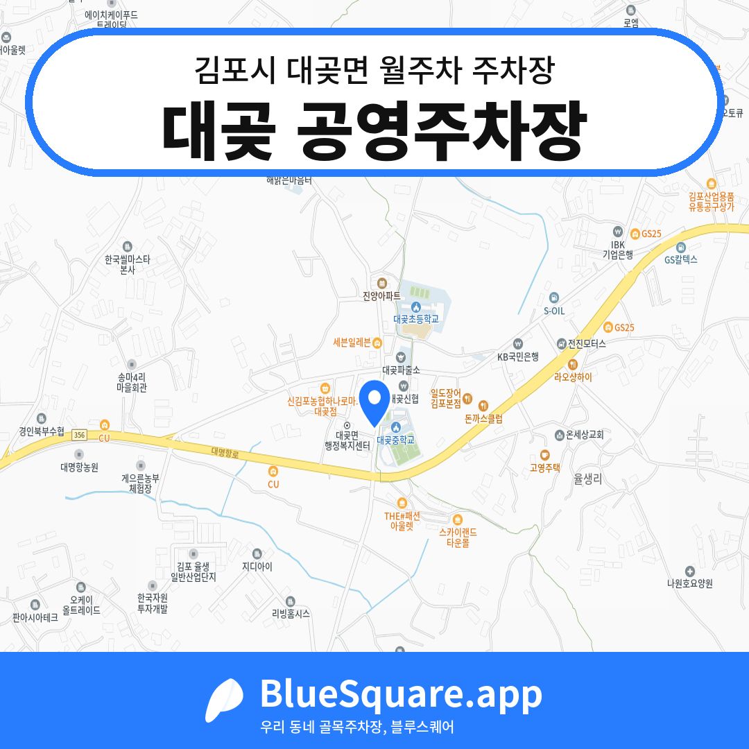 대곶 공영주차장 위치 지도 — 경기 김포시 대곶면 | 블루스퀘어 주차
