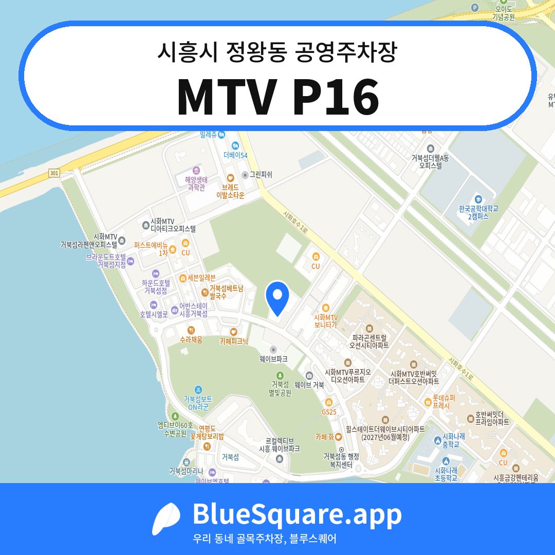 MTV P16 위치 지도 — 경기 시흥시 정왕동 | 블루스퀘어 주차