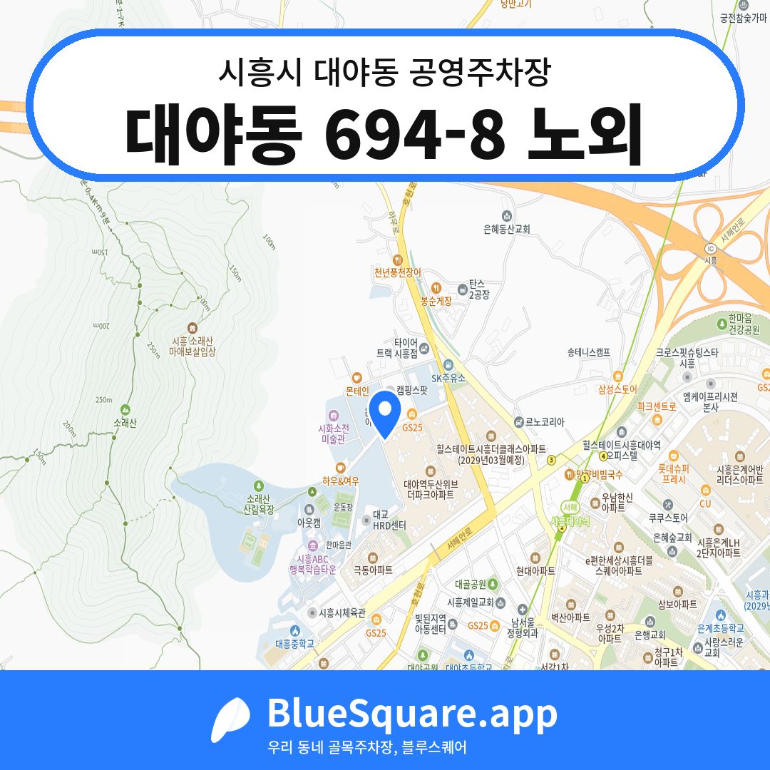 대야동 694-8 노외 위치 지도 — 경기 시흥시 대야동 | 블루스퀘어 주차