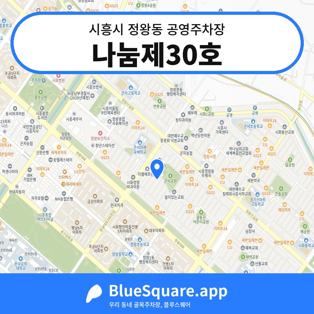 나눔제30호 위치 지도 — 경기 시흥시 정왕동 | 블루스퀘어 주차