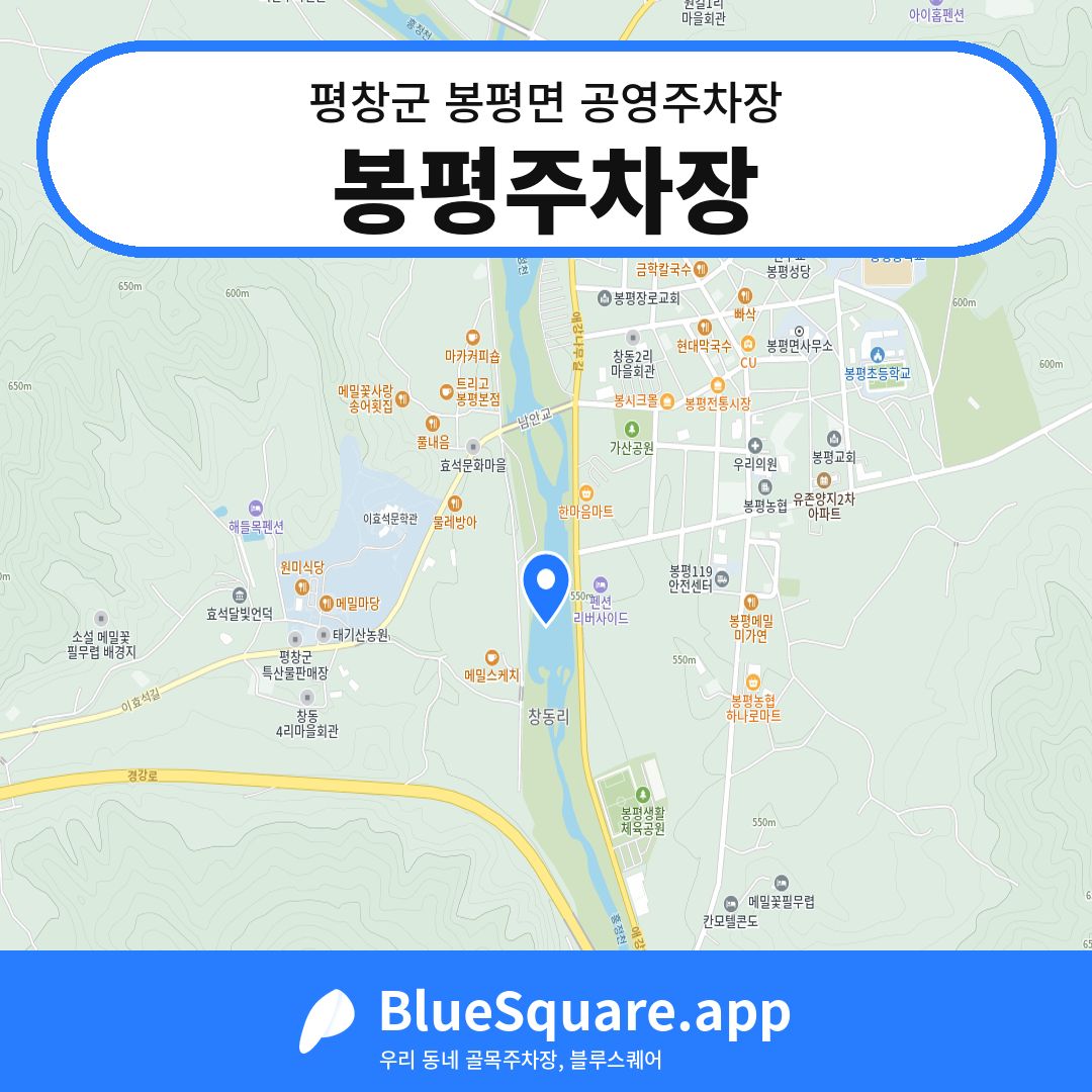 봉평주차장 위치 지도 — 강원 평창군 봉평면 | 블루스퀘어 주차