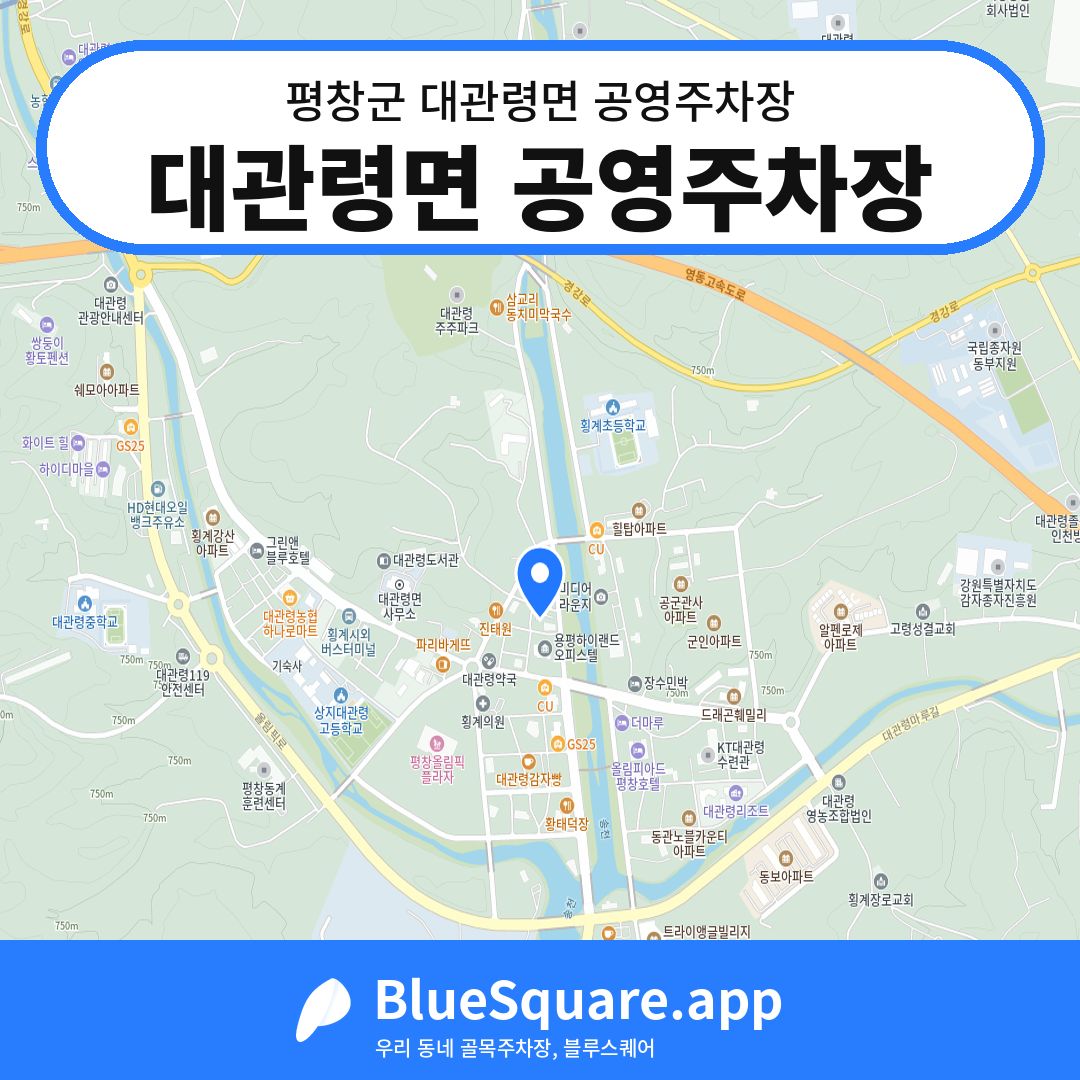 대관령면 공영주차장 위치 지도 — 강원 평창군 대관령면 | 블루스퀘어 주차