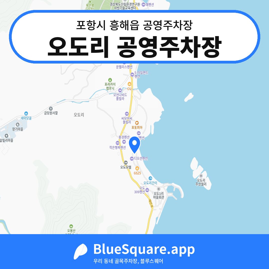 오도리 공영주차장 위치 지도 — 경북 포항시 흥해읍 | 블루스퀘어 주차