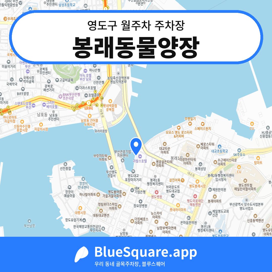 봉래동물양장 위치 지도 — 부산 영도구 | 블루스퀘어 주차